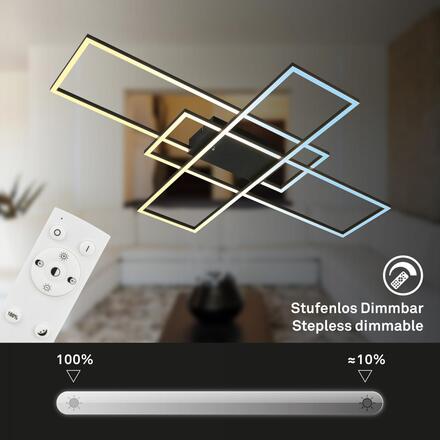 BRILONER Roami LED stropní svítidlo, stmívatelné, dálkový ovladač, CCT ovladač, černá 3931015