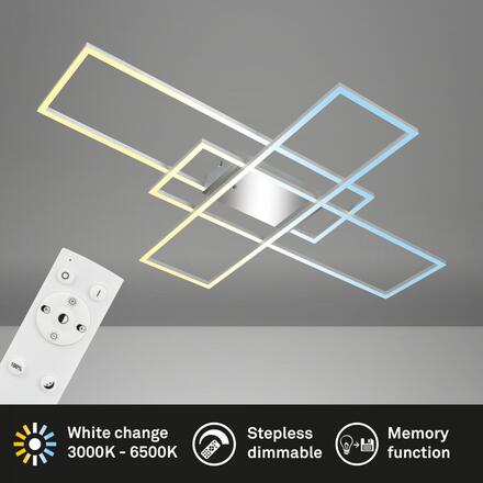 BRILONER Roami LED stropní svítidlo, stmívatelné, dálkový ovladač, CCT ovladač, chrom/hliník 3931019