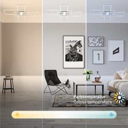 BRILONER Roami LED stropní svítidlo, stmívatelné, dálkový ovladač, CCT ovladač, chrom/hliník 3931019