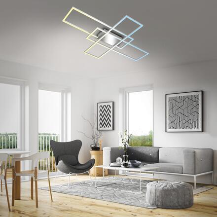 BRILONER Roami LED stropní svítidlo, stmívatelné, dálkový ovladač, CCT ovladač, chrom/hliník 3931019