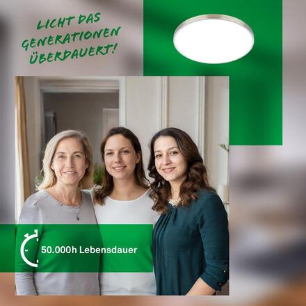 BRILONER Kaida stropní svítidlo pr.38 cm - 17,1W, 3900lm, LED, energetická třída A, neutrální bílá, matný nikl 3936012