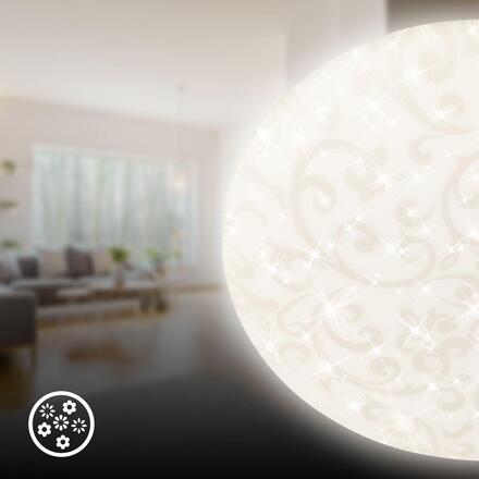BRILONER Nebo stropní svítidlo pr.27,8 cm - 15W, 1800lm, LED, hvězdné nebe, neutrální bílá, bílé, květinový vzor 3937016