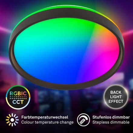 BRILONER Jus stropní svítidlo pr.48 cm - 44W, 4800lm, LED, stmívatelné, dálkový ovladač, RGBIC, CCT, černá/bílá 3944015