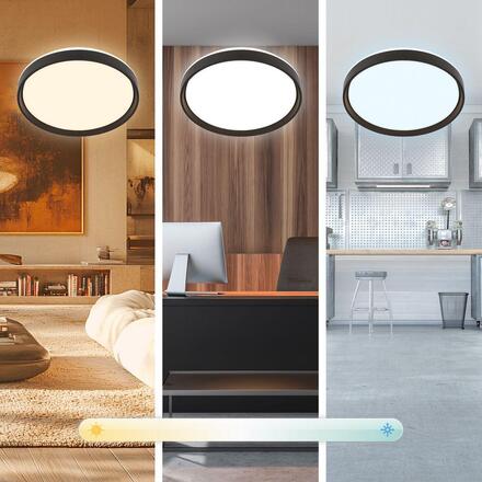 BRILONER Jus stropní svítidlo pr.48 cm - 44W, 4800lm, LED, stmívatelné, dálkový ovladač, RGBIC, CCT, černá/bílá 3944015