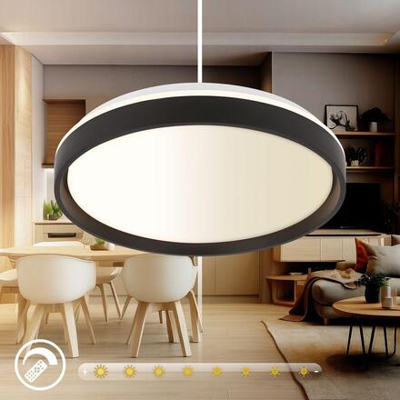 BRILONER Jus stropní svítidlo pr.48 cm - 44W, 4800lm, LED, stmívatelné, dálkový ovladač, RGBIC, CCT, černá/bílá 3944015
