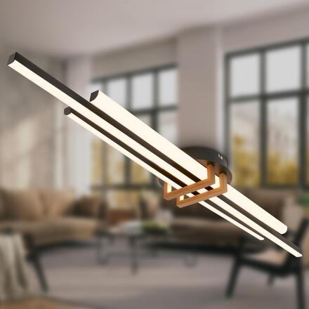 BRILONER Tinka stropní svítidlo 98x16 cm - 30W, 3000lm, LED, teplá bílá, černá 3951035