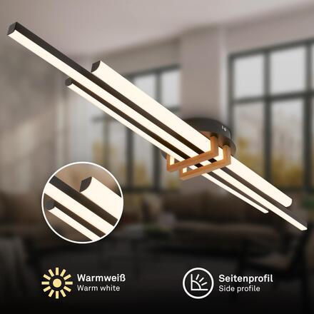 BRILONER Tinka stropní svítidlo 98x16 cm - 30W, 3000lm, LED, teplá bílá, černá 3951035