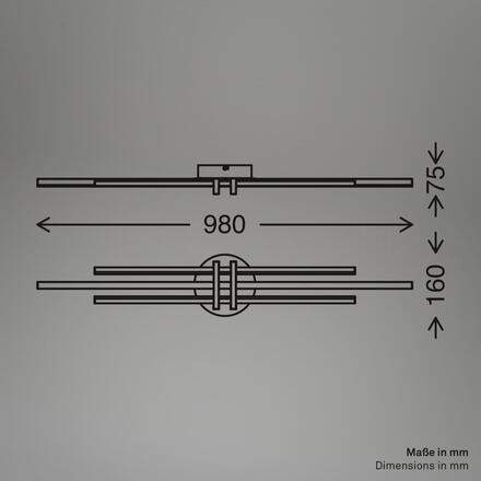 BRILONER Tinka stropní svítidlo 98x16 cm - 30W, 3000lm, LED, teplá bílá, černá 3951035