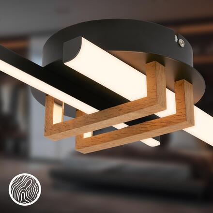 BRILONER Tinka stropní svítidlo 78x16 cm - 18W, 2000lm, LED, teplá bílá, černá / dřevo 3953025