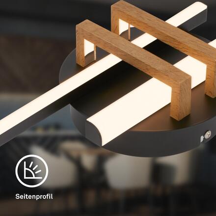 BRILONER Tinka stropní svítidlo 78x16 cm - 18W, 2000lm, LED, teplá bílá, černá / dřevo 3953025