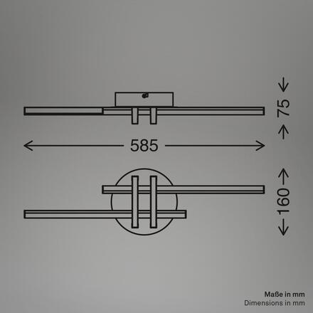BRILONER Tinka stropní svítidlo 78x16 cm - 18W, 2000lm, LED, teplá bílá, černá / dřevo 3953025