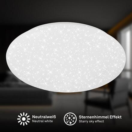 BRILONER Git stropní svítidlo pr.38 cm - 18W, 2200lm, LED, hvězdné nebe, neutrální bílá, bílé 3958416