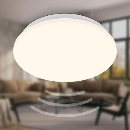 BRILONER Ugo stropní svítidlo pr.27 cm - 13W, 1300lm, LED, teplá bílá, pohybové čidlo, bílé 3959016