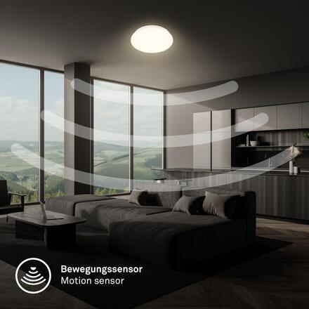 BRILONER Ugo stropní svítidlo pr.27 cm - 13W, 1300lm, LED, teplá bílá, pohybové čidlo, bílé 3959016