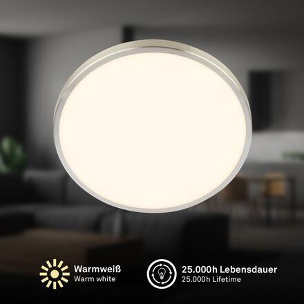 BRILONER Nobre stropní svítidlo pr.24 cm - 10,5W, 1200lm, teplá bílá, LED, matný nikl 3960012