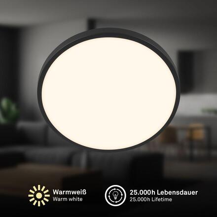 BRILONER Nobre stropní svítidlo pr.24 cm - 10,5W, 1200lm, teplá bílá, LED, černé 3960015