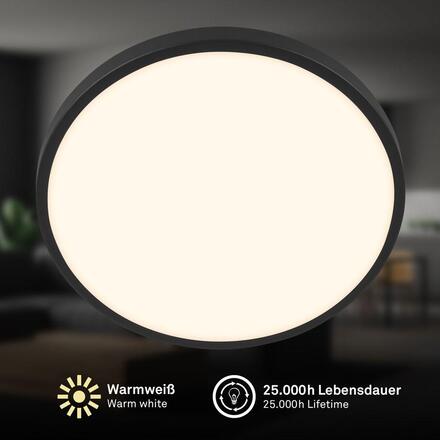 BRILONER Nobre stropní svítidlo pr.33 cm - 17,5W, 2400lm, teplá bílá, LED, černá 3961015