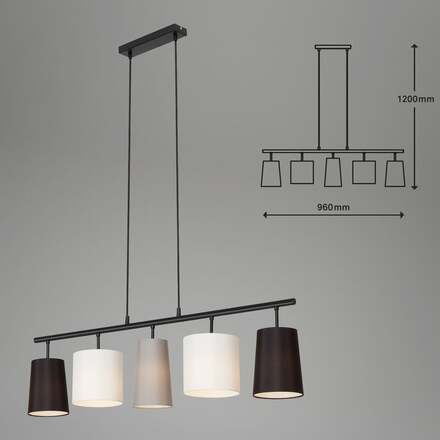 BRILONER Závěsné svítidlo, 96 cm, max. 40 W, černá-bílá-šedá BRILO 4009055