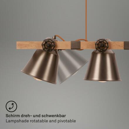 BRILONER Závěsné svítidlo, 85 cm, max. 40 W, šedá-dřevo BRILO 4406-044