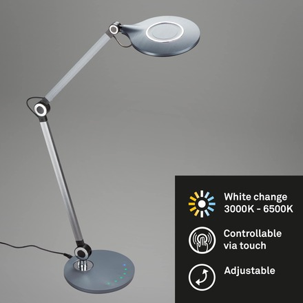 BRILONER CCT LED stolní lampa na psací stůl, pr. 20 cm, 9 W, antracit BRILO 7027-015