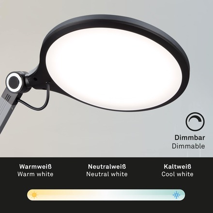 BRILONER CCT LED stolní lampa na psací stůl, pr. 20 cm, 9 W, antracit BRILO 7027-015