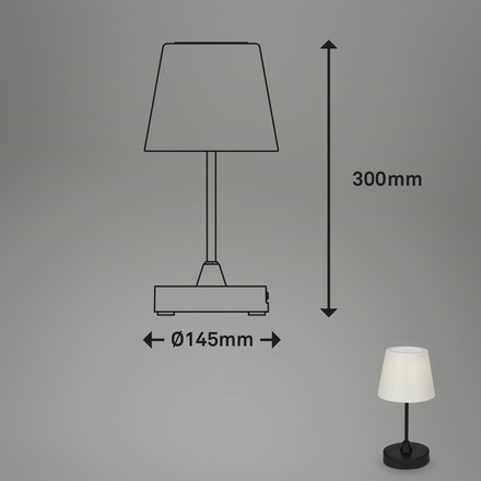 BRILONER LED venkovní stolní lampa s dotykovým vypínačem, pr.30 cm, LED modul, 3 W, 340 Lm, černá IP44 BRILO 7032-415