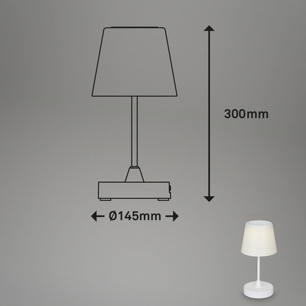 BRILONER LED venkovní stolní lampa s dotykovým vypínačem, pr.30 cm, LED modul, 3 W, 340 Lm, bílé IP44 BRILO 7032-416