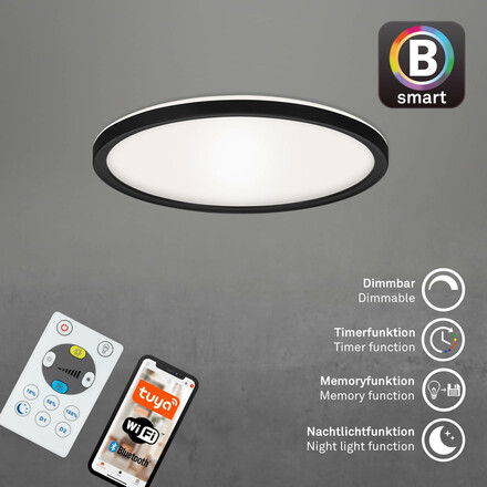 BRILONER CCT svítidlo LED panel, pr. 29,3 cm, 18 W, 2400 lm, černá BRILO 7058-015