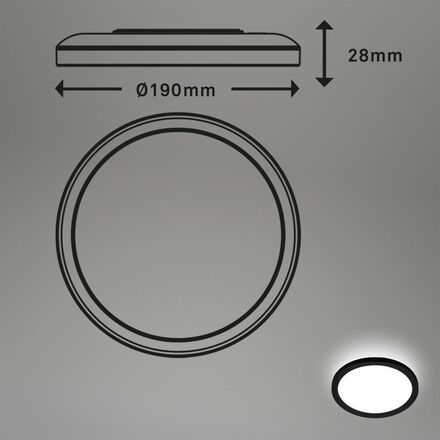BRILONER Slim svítidlo LED panel, pr. 19 cm, 12 W, černá BRILO 7150415