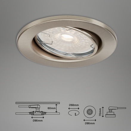 BRILONER 3ks sada vestavné svítidlo, pr. 8,6 cm, 5,5 W, matný nikl BRILO 7256-032