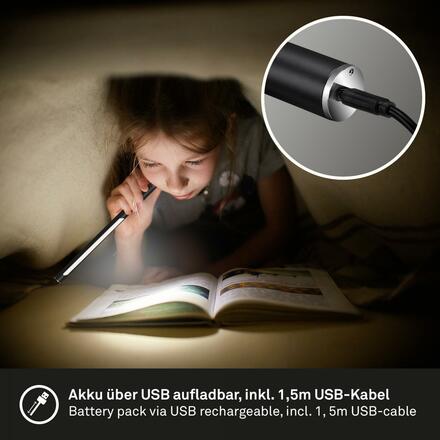 BRILONER USB LED nástěnná a stolní lampa, 37 cm, 1,5 W, černá BRILO 7384-015