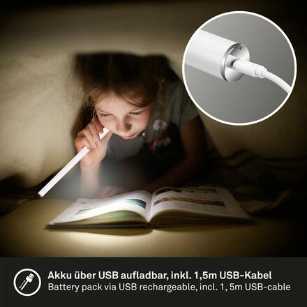 BRILONER USB LED nástěnná a stolní lampa, 37 cm, 1,5 W, bílé BRILO 7384-016