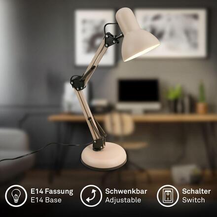 BRILONER Pixa lampička na psací stůl, vypínač, nastavitelné, E14, béžová 7394011