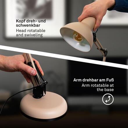 BRILONER Pixa lampička na psací stůl, vypínač, nastavitelné, E14, béžová 7394011