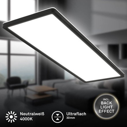 BRILONER Ultraplochý LED panel s přímým a nepřímým osvětlením, 29,3 cm, LED, 22 W, 3000 lm, černá BRILO 7402-415