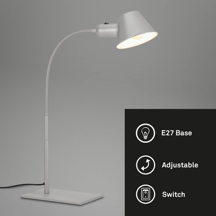 BRILONER Stolní lampa, 23 cm, 1x. E27, max. 10 W, matný chrom BRILO 7407-014