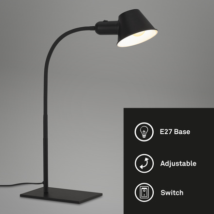 BRILONER Stolní lampa, 23 cm, 1x. E27, max. 10 W, černá BRILO 7407-015