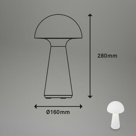 BRILONER LED nabíjecí stolní lampa 28 cm 2,6W 300lm bílé IP44 BRILO 7421016