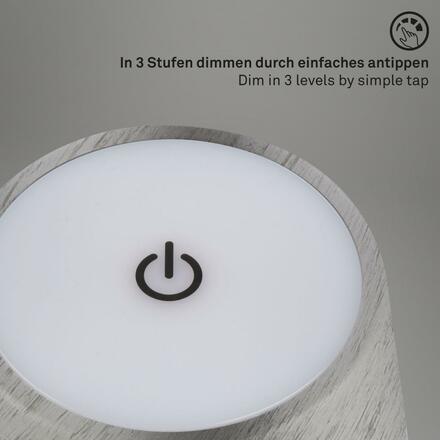 BRILONER LED nabíjecí stolní lampa 38 cm 2,6W 280lm antická stříbrná IP44 BRILO 7438-214