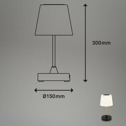 BRILONER LED bateriové stolní svítidlo pr.12,5 cm, LED modul, 3W, 350 lm, černá IP44 BRILO 7445-015