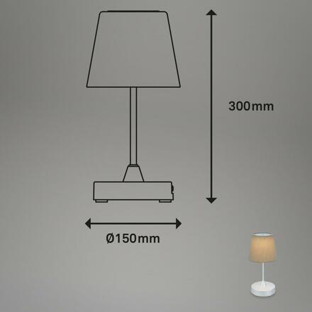 BRILONER LED bateriové stolní svítidlo, pr.12,5 cm, LED modul, 3W, 350 lm, taupe IP44 BRILO 7447-011