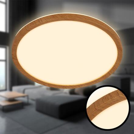 BRILONER Tava Wood LED stropní svítidlo, přímé a nepřímé osvětlení, ploché, imitace dřeva, kruhové 29 cm 7450314