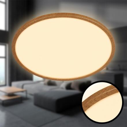 BRILONER Tava Wood LED stropní svítidlo, přímé a nepřímé osvětlení, ploché, imitace dřeva, kruhové 42 cm 7451314