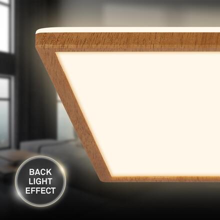 BRILONER Tava Wood LED stropní svítidlo, přímé a nepřímé osvětlení, ploché, imitace dřeva, 42x42 cm 7453314