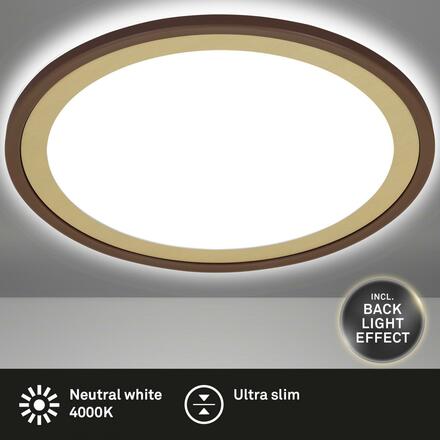 BRILONER Ultraplochý LED panel s přímým a nepřímým osvětlením, pr.29,3 cm, LED, 18 W, 2400 lm, hnědo-zlatá BRILO 7454-417
