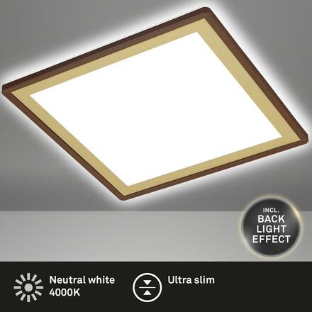 BRILONER Ultraplochý LED panel s přímým a nepřímým osvětlením, 48 cm, LED, 18 W, 2400 lm, hnědo-zlatá BRILO 7457-417