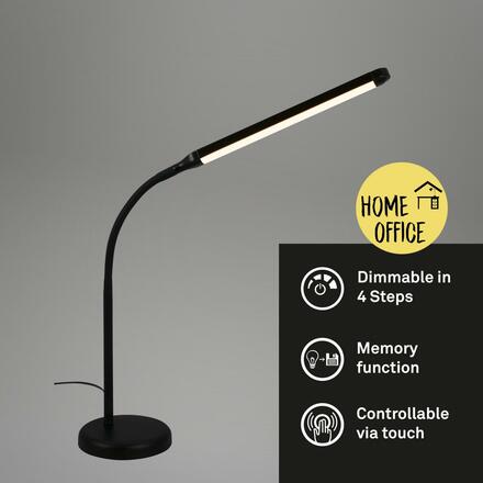 BRILONER LED stolní lampa, 37 cm, paměť, 6W, 600lm, černá BRILO 7472015