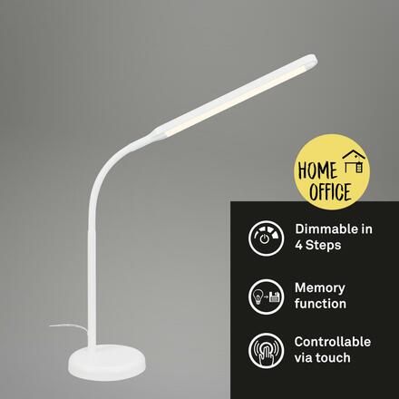 BRILONER LED stolní lampa, 37 cm, paměť, 6W, 600lm bílé BRILO 7472016