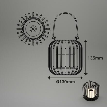 BRILONER LED nabíjecí stolní lampa, 13 cm, 2W, 150lm černá-zlatá BRILO 7479015