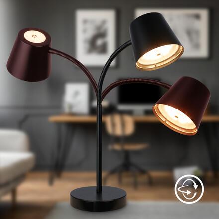 BRILONER Biwo LED bezdrátová stolní lampička, stmívatelná, nastavitelná, černá 7502015